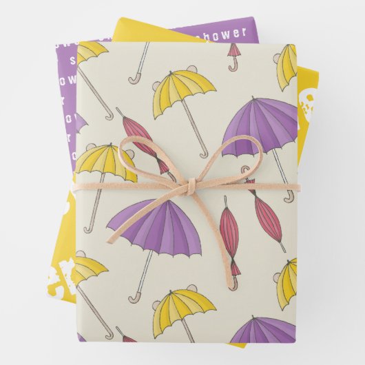 Whimiscal Umbrellas SHOWER Coordinated Inpakpapier Vel (In situ)