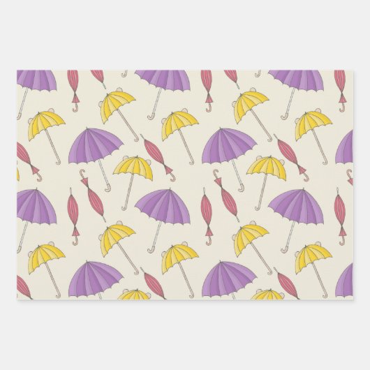 Whimiscal Umbrellas SHOWER Coordinated Inpakpapier Vel (Voorkant)