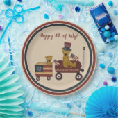 Whimische 4 juli-teddybeer op parade papieren bordje (Feest)