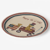 Whimische 4 juli-teddybeer op parade papieren bordje (Gekanteld)