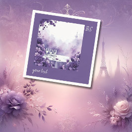 Whimische Eiffeltoren-huwelijk met paarse bloemen Servet