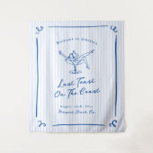 Whimische handgetekende blauwe laatste toast op de wandkleed (Voorkant)