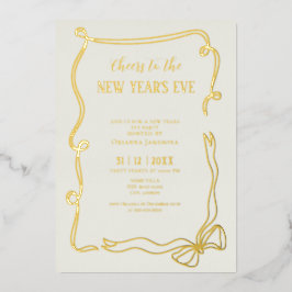 Whimische handgetekende coquette oud-en-nieuwjaars folie uitnodiging