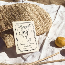 Whimische handgetekende krabbeltekening  save the date