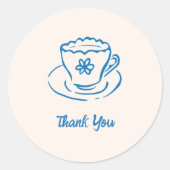 Whimische handgetekende theekop bedankje ronde sticker (Voorkant)