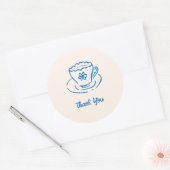 Whimische handgetekende theekop bedankje ronde sticker (Envelop)