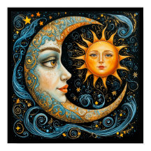 Whimische Hemeldroom: Maan en Zon. Kunst