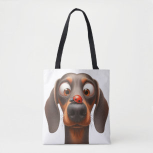whimische hond met lieveheersbeestje tote bag