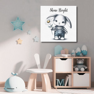 Whimische Jongens Konijn Motivatie Canvas Afdruk