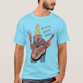 Whimische kabouter met vreedsgitaar, groovy 60's-s t-shirt