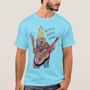 Whimische kabouter met vreedsgitaar, groovy 60's-s t-shirt