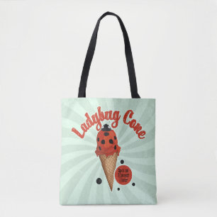 Whimische Lieveheersbeestje Retro IJskunst Tote Bag