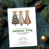 Whimische luipaard kerstboom vakantie uitnodiging