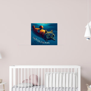 WHIMISCHE ONDERWATERFANTASIE KAT MUURKUNST POSTER