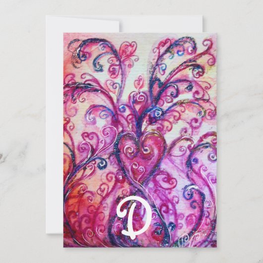 WHIMISCHE ROZE FLOREALE MONOGRAM MET HART KAART (Voorkant)