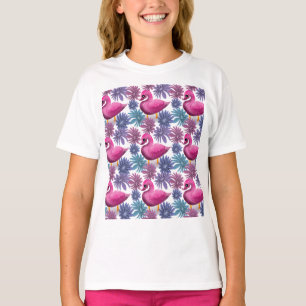 Whimische Roze Zwaan: Pastel Bloemendroompatroon T-shirt