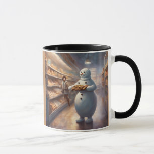 Whimische Sneeuwman deelt cookie monsters uit Mok