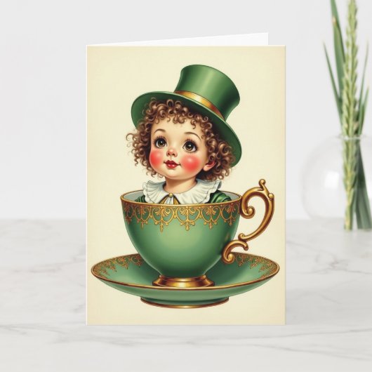 Whimische Theekop Kind Kaart (Voorkant)
