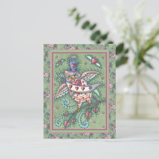 WHIMISCHE UIL CUPIDO VALENTIJN DAG KAART MET UHLTJ (Staand voorkant)