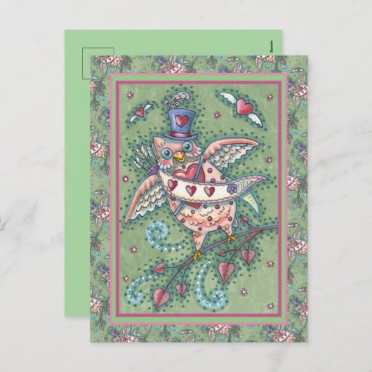 WHIMISCHE UIL CUPIDO VALENTIJN DAG KAART MET UHLTJ (Voorkant / Achterkant)
