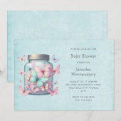 Whimische Vlinders in een Pot Baby Shower Kaart (Voorkant / Achterkant)