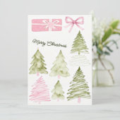 Whimische Waterverf Prettig Kerstmis Koppelkaart Feestdagenkaart (Staand voorkant)