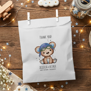 Whimische Waterverf Vliegtuig Piloot Teddybeer Bedankzakje
