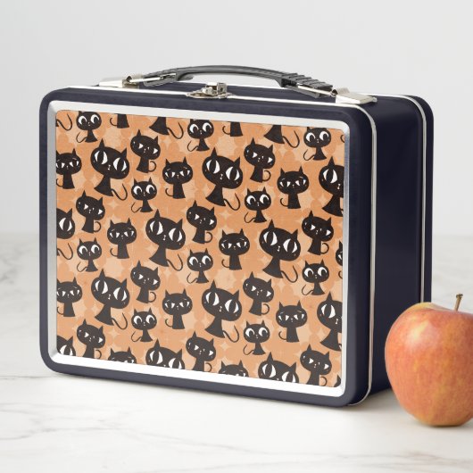 Whimisical Black Cats Lunch Box (In situ)