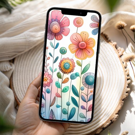 Whimisical Colorful Wildflowers | Phone Case iPhone Hoesje