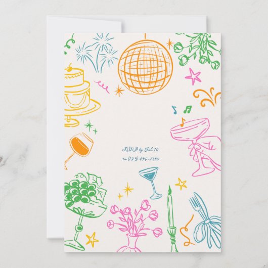 Whimisical Disco Kleurrijke bruiloft Uitnodiging (Achterkant)