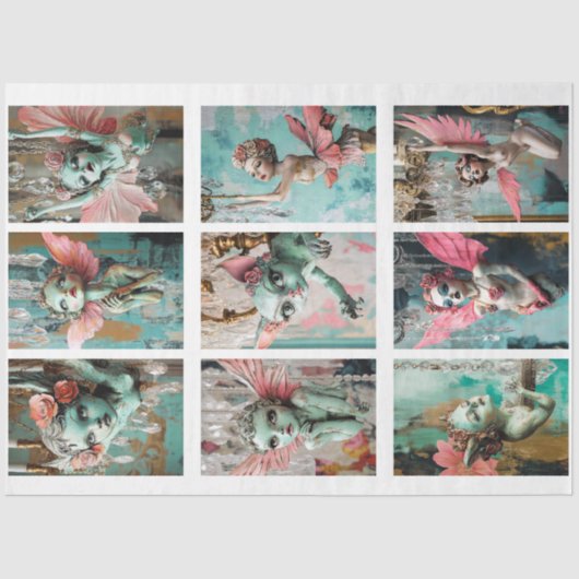 Whimisical Gothic Fairy Junk Journal Decoupage Tissuepapier (Voorkant)