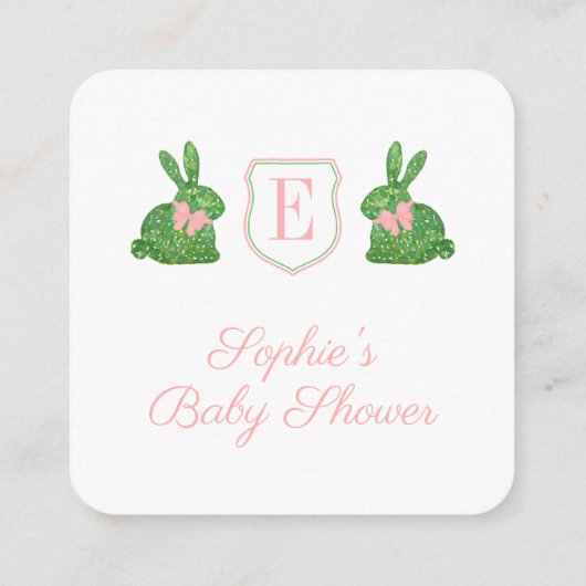 Whimisical Hand geschilderd Boxwood Bunny QR Code Informatiekaartje (Achterkant)