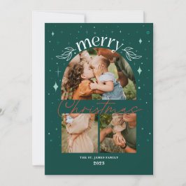 Whimisical Kerstboog Multi-Photo Card Aankondiging