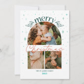 Whimisical Kerstboog Multi-Photo Card Aankondiging (Voorkant)
