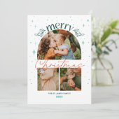 Whimisical Kerstboog Multi-Photo Card Aankondiging (Staand voorkant)