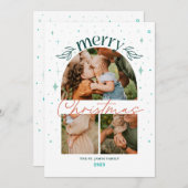 Whimisical Kerstboog Multi-Photo Card Aankondiging (Voorkant / Achterkant)