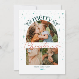 Whimisical Kerstboog Multi-Photo Card Aankondiging