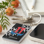 Whimisical Kerstmis Elf Feet Snowflakes Stocking Sleutelhanger (Voorkant Rechts)