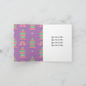 Whimisical Merry kerstkat Pattern Paars Bedankkaart (Binnen)