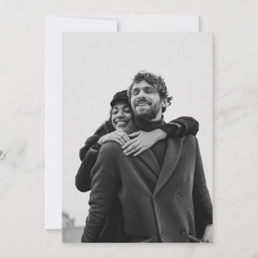 Whimisical Minimalist Casual Photo Script Weddensc Kaart (Achterkant)