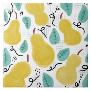 Whimisical Pear Pattern Illustration Tegeltje