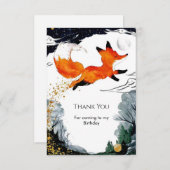 Whimisieke Verjaardagsvos Bedankkaart (Voorkant / Achterkant)