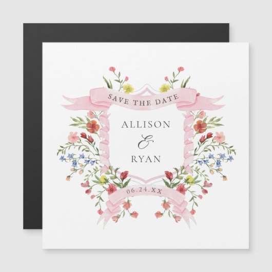 Whimisieke Wildebloemen Bruiloft Save The Date (Voorkant / Achterkant)