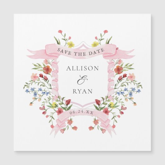 Whimisieke Wildebloemen Bruiloft Save The Date (Voorkant)