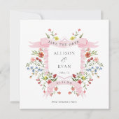 Whimisieke Wildebloemen Bruiloft Vierkant Save The Save The Date (Voorkant)