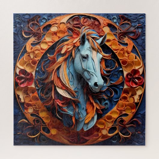 Whimportret van een paard: een kunstpuzzel legpuzzel (Verticaal)