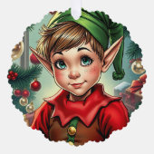 Whimpy cartoon elf | Kerstmis Ornament Kaart (Voorkant)
