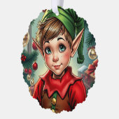 Whimpy cartoon elf | Kerstmis Ornament Kaart (Links)