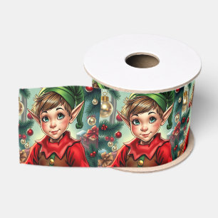 Whimpy Elf Cartoon Kerstmis Grosgrain Lint