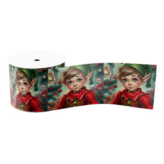 Whimpy Elf Cartoon | Kerstmis Grosgrain Lint (Spoel)